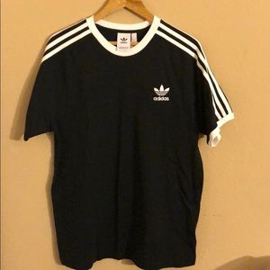 Adidas 3 Stripes Black Ringer T shirt